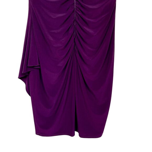 XSCAPE by Joanna Chen Lace Satin Draped Dress Plum Purple Formal Ruched Size 8 - Picture 2 of 16